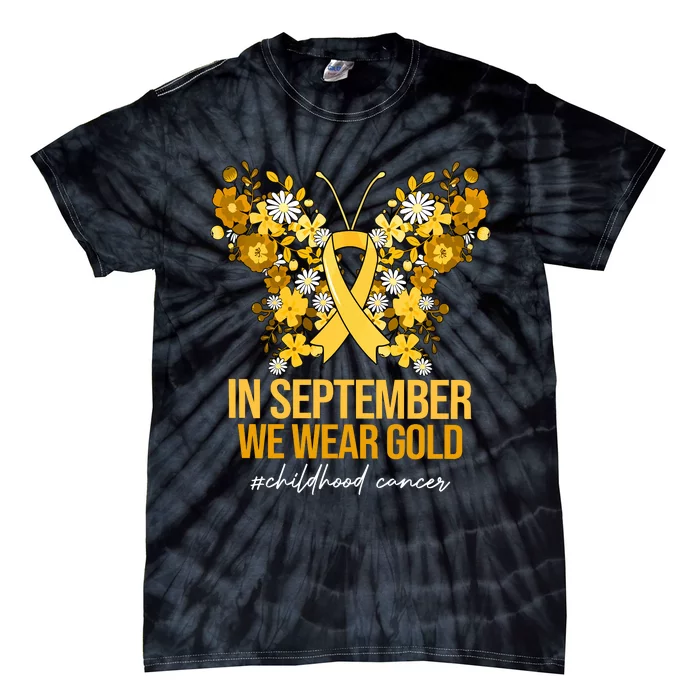 In September We Wear Gold Childhood Cancer Tie-Dye T-Shirt