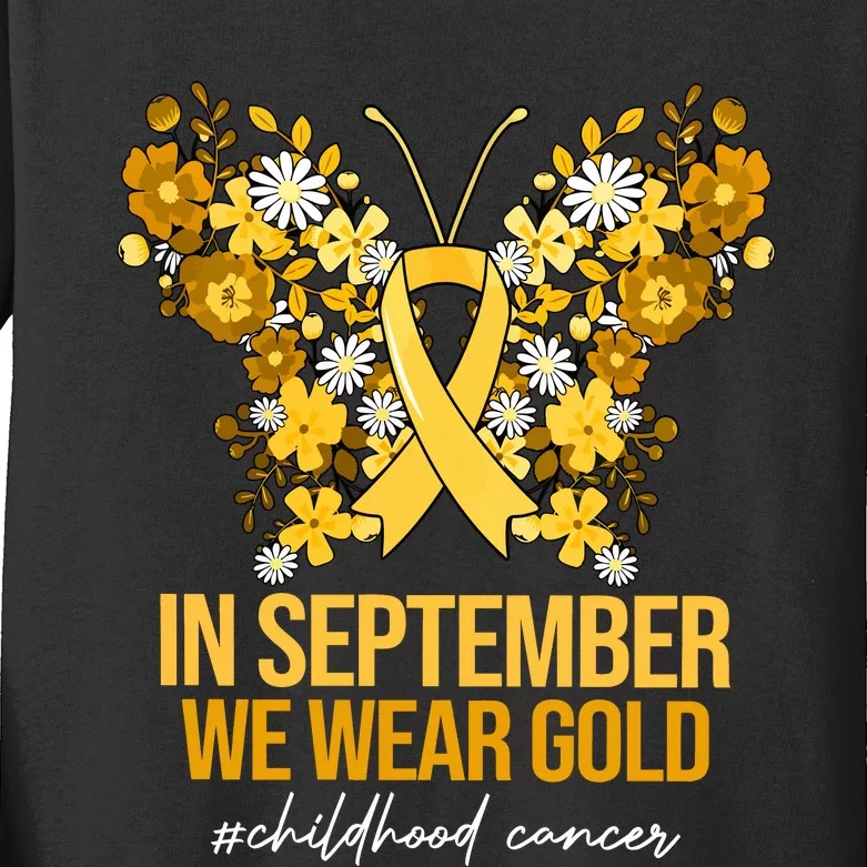 In September We Wear Gold Childhood Cancer Kids Long Sleeve Shirt