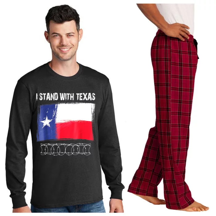 I Stand With Texas Flag Usa State Of Texas Long Sleeve Pajama Set