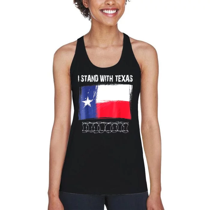 I Stand With Texas Flag Usa State Of Texas Women's Racerback Tank