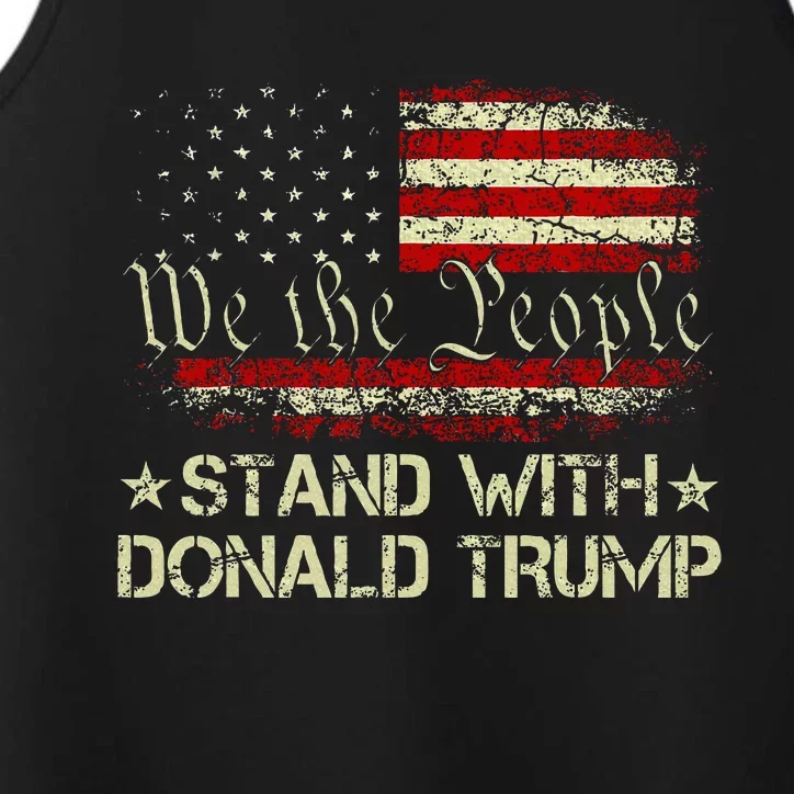 I Stand With Donald Trump Support Pro Trump American Flag Performance Tank