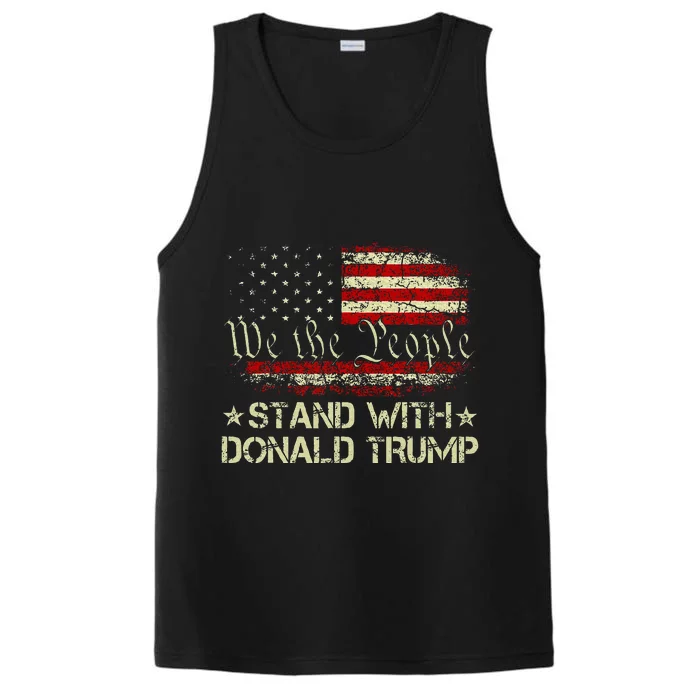 I Stand With Donald Trump Support Pro Trump American Flag Performance Tank