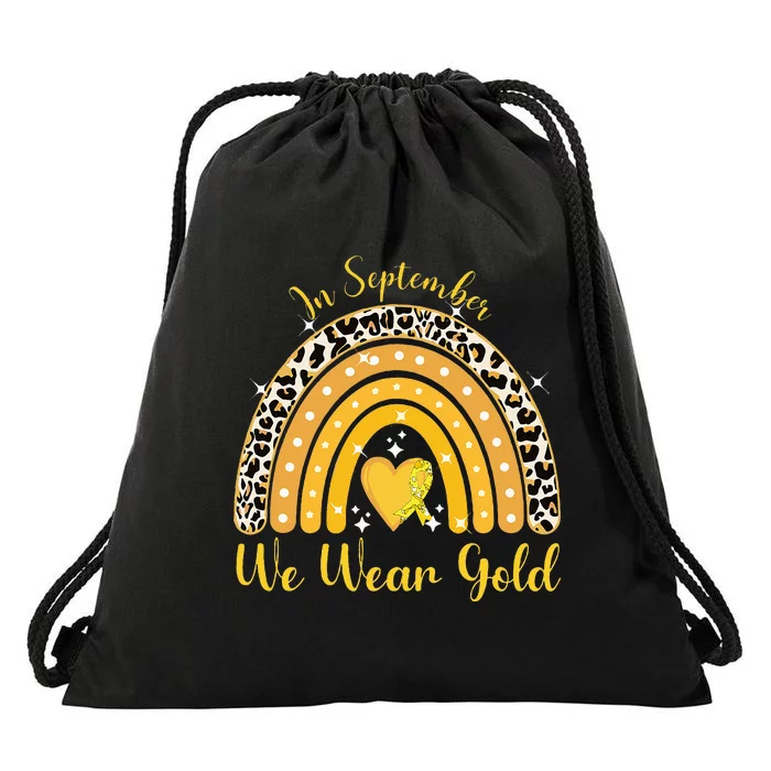 In September We Wear Gold Childhood Cancer Awareness Drawstring Bag