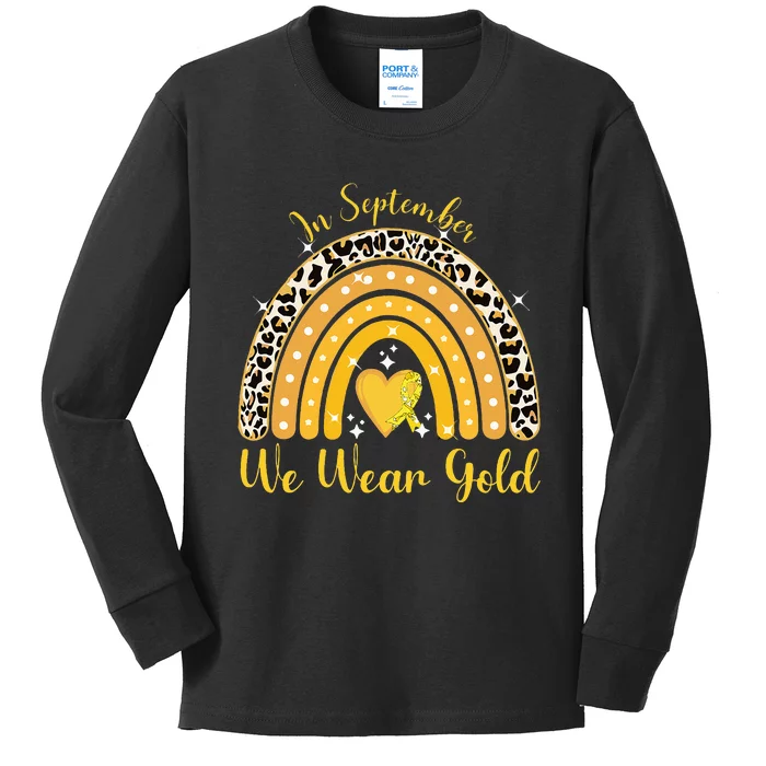 In September We Wear Gold Childhood Cancer Awareness Kids Long Sleeve Shirt