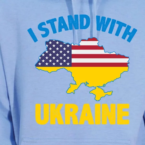 I Stand With Ukraine Map American Flag Us Support Ukrainian Gift Unisex Surf Hoodie