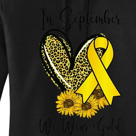 In September We Wear Gold Childhood Cancer Awareness Ribbon Women's Pullover Hoodie