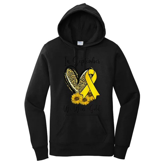 In September We Wear Gold Childhood Cancer Awareness Ribbon Women's Pullover Hoodie