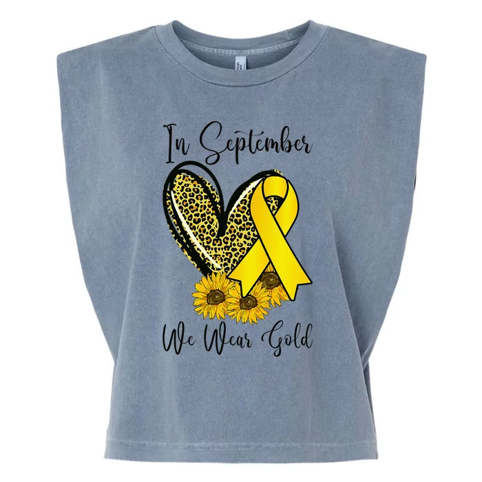 In September We Wear Gold Childhood Cancer Awareness Ribbon Garment-Dyed Women's Muscle Tee