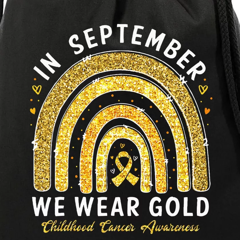 In September We Wear Gold Childhood Cancer Awareness Drawstring Bag