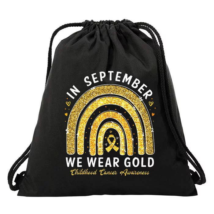 In September We Wear Gold Childhood Cancer Awareness Drawstring Bag