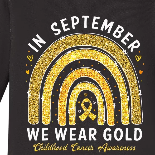 In September We Wear Gold Childhood Cancer Awareness Baby Long Sleeve Bodysuit