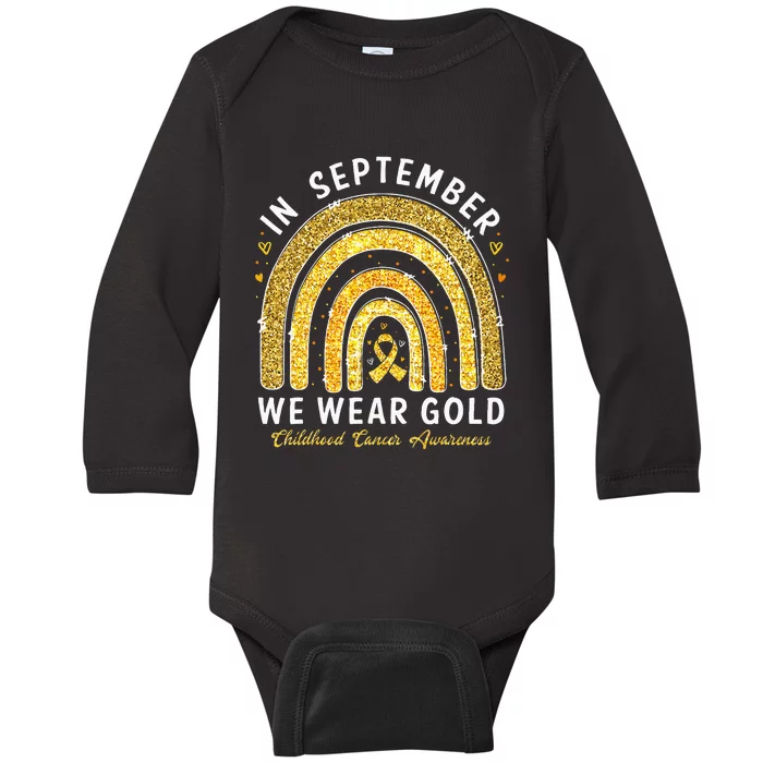 In September We Wear Gold Childhood Cancer Awareness Baby Long Sleeve Bodysuit