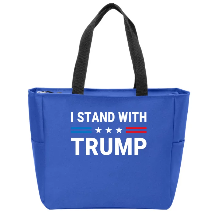 I Stand With Trump Us Flag Support Trump 2024 Vintage Cool Gift Zip Tote Bag