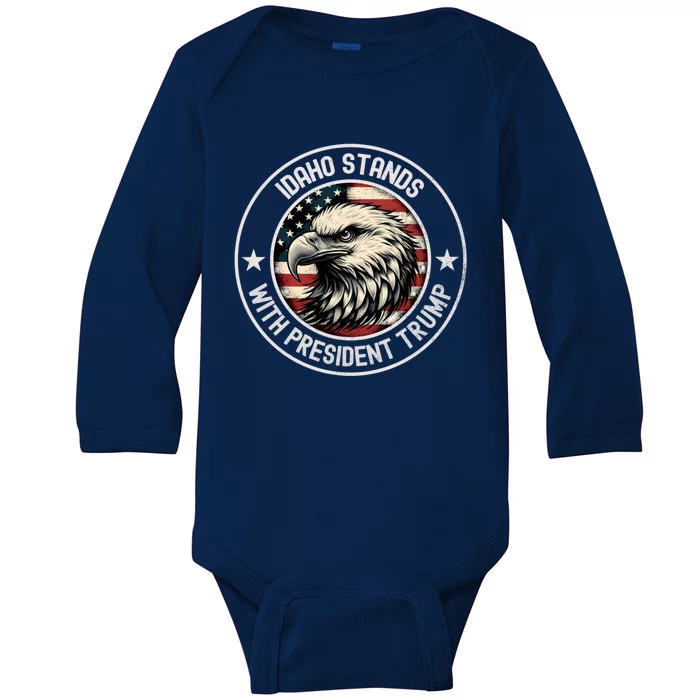 Idaho Stands With Trump Gift Baby Long Sleeve Bodysuit