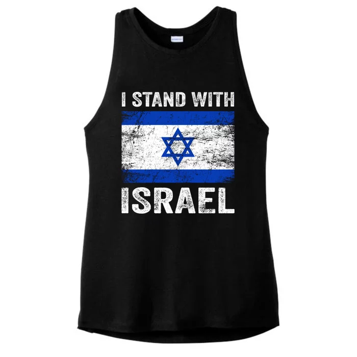 I Stand With Israel Jewish Gifts Heritage Israeli Ladies Tri-Blend Wicking Tank