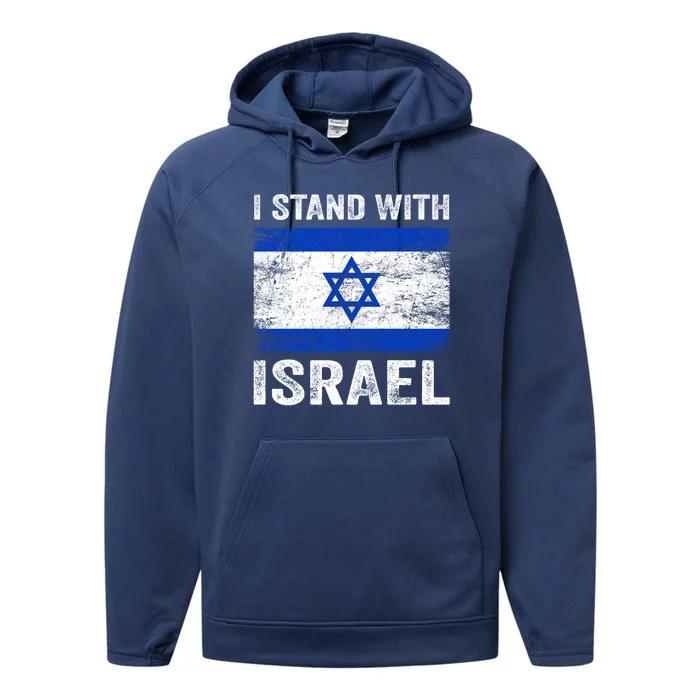 I Stand With Israel Jewish Gifts Heritage Israeli Performance Fleece Hoodie