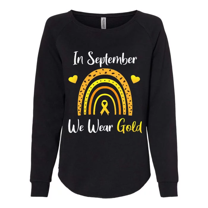 In September We Wear Gold Childhood Cancer Awareness Leopard Womens California Wash Sweatshirt