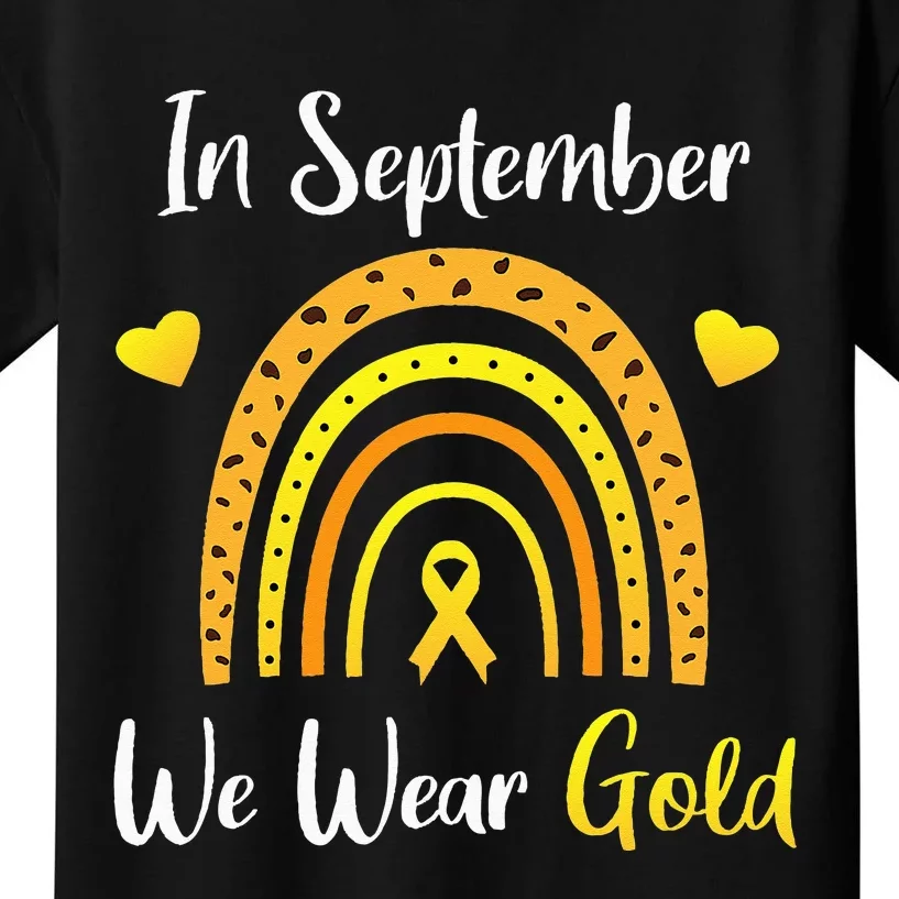 In September We Wear Gold Childhood Cancer Awareness Leopard Kids T-Shirt