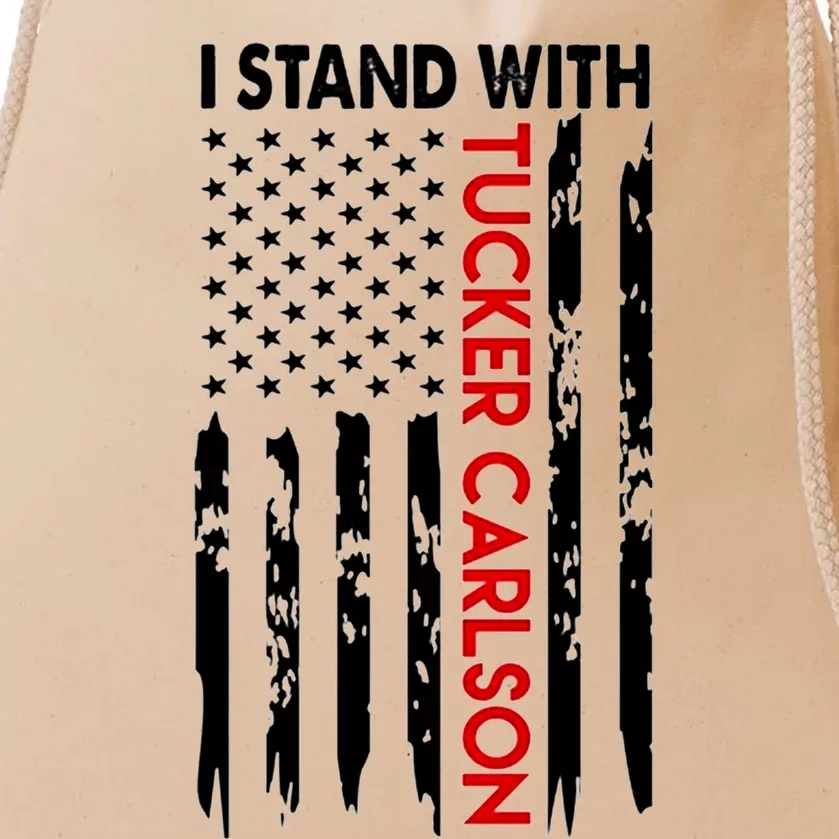 I Stand With Tucker Carlson Design Drawstring Bag