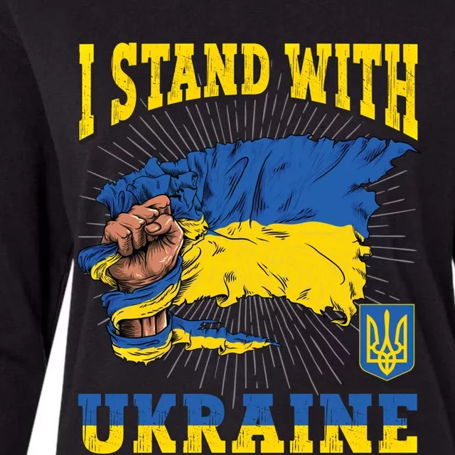 I Stand With Ukraine Ukrainian Fist Flag Funny Gift Womens Cotton Relaxed Long Sleeve T-Shirt