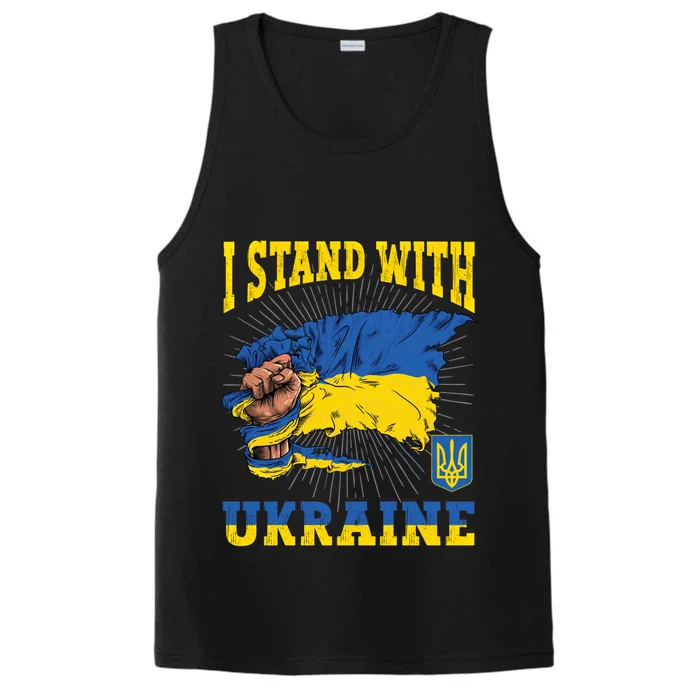 I Stand With Ukraine Ukrainian Fist Flag Funny Gift Performance Tank