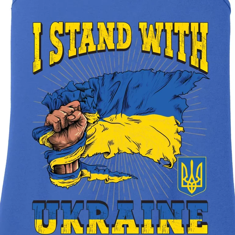 I Stand With Ukraine Ukrainian Fist Flag Funny Gift Ladies Essential Tank