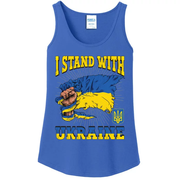 I Stand With Ukraine Ukrainian Fist Flag Funny Gift Ladies Essential Tank