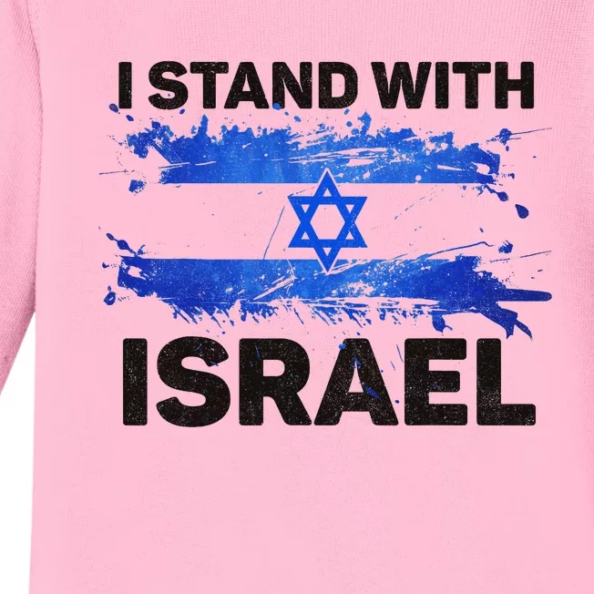 I Stand With Israel Patriotic Israel Flag Baby Long Sleeve Bodysuit