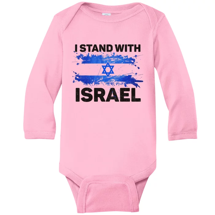 I Stand With Israel Patriotic Israel Flag Baby Long Sleeve Bodysuit