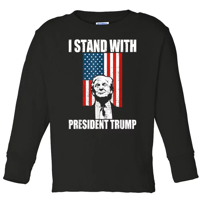 I Stand With President Trump MaraLago Trump Support Toddler Long Sleeve Shirt