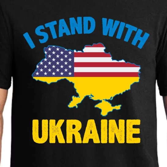 I Stand With Ukraine Map American Flag Us Support Ukrainian Gift Pajama Set