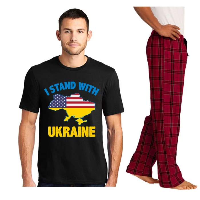 I Stand With Ukraine Map American Flag Us Support Ukrainian Gift Pajama Set