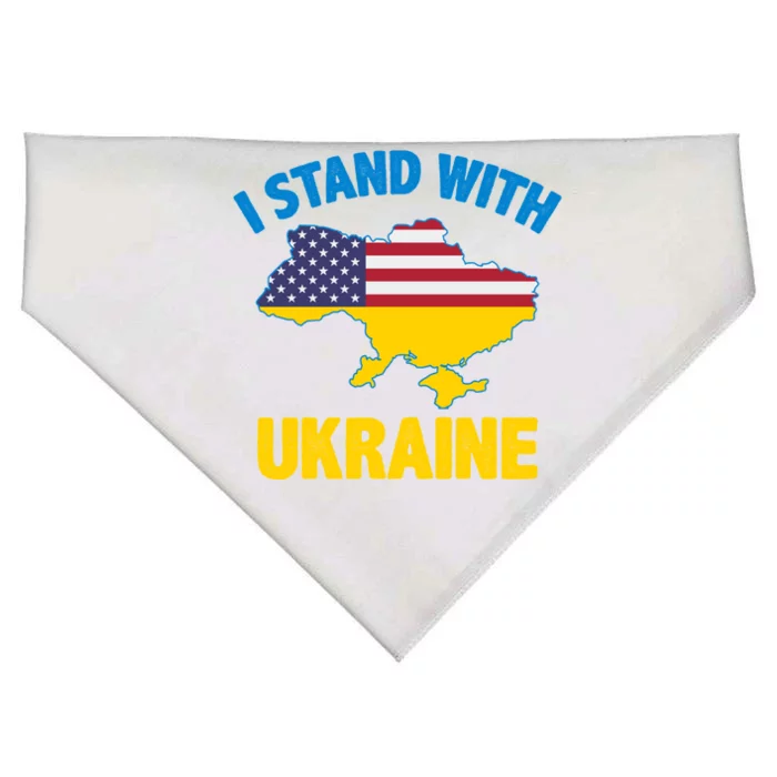 I Stand With Ukraine Map American Flag Us Support Ukrainian Gift USA-Made Doggie Bandana