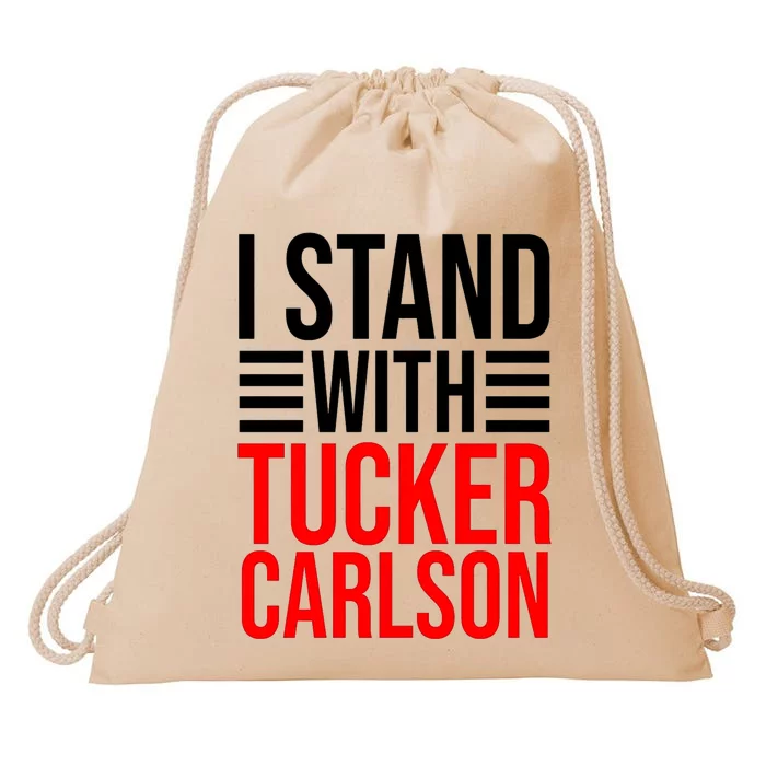 I Stand With Tucker Carlson Funny Drawstring Bag