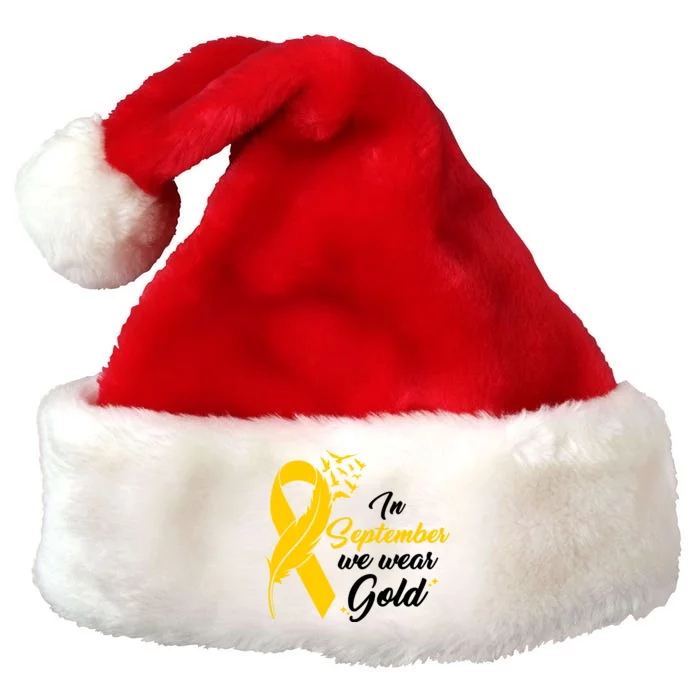 In September We Wear Gold Childhood Cancer Awareness Premium Christmas Santa Hat