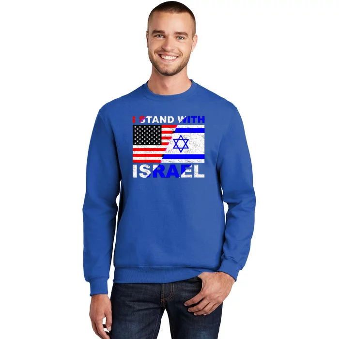 I Stand With Israe Vintage Usa Israel Flag Tall Sweatshirt