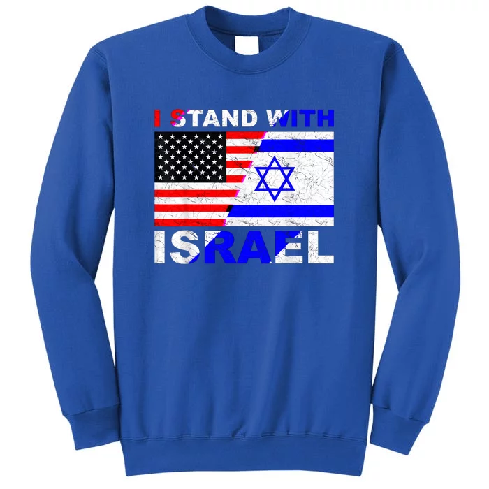 I Stand With Israe Vintage Usa Israel Flag Tall Sweatshirt