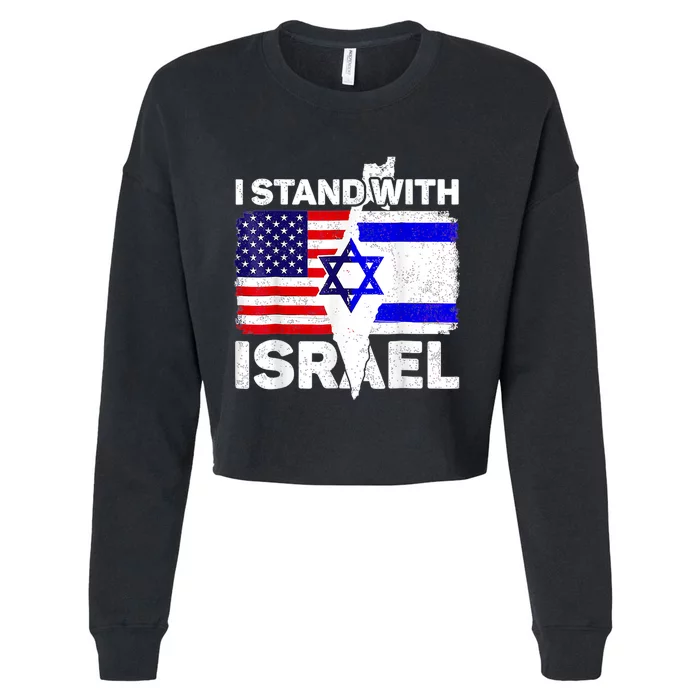 I Stand With Israel Patriotic Usa And Israel Flag Israel Usa Cropped Pullover Crew