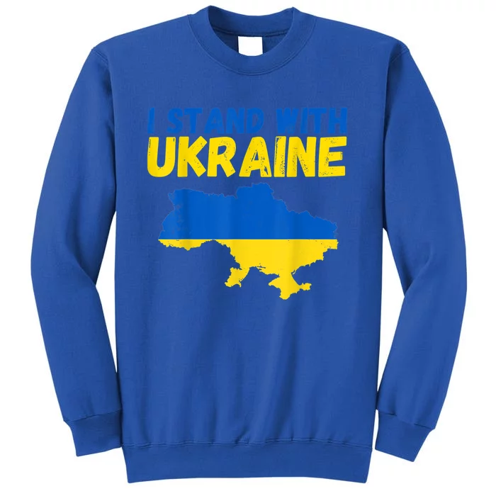 I Stand With Ukraine Vintage Ukraine Flag Cute Gift Tall Sweatshirt