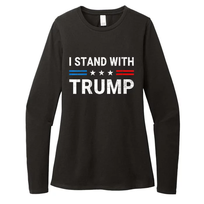 I Stand With Trump American Flag Womens CVC Long Sleeve Shirt