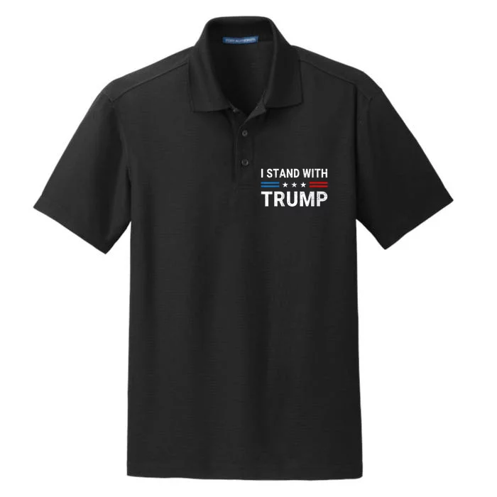 I Stand With Trump American Flag Dry Zone Grid Performance Polo