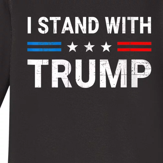 I Stand With Trump American Flag Baby Long Sleeve Bodysuit