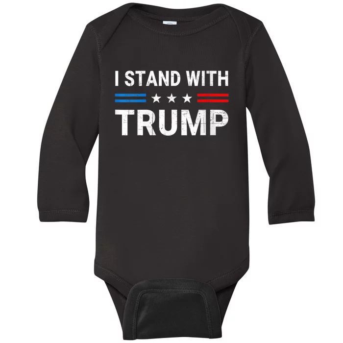 I Stand With Trump American Flag Baby Long Sleeve Bodysuit