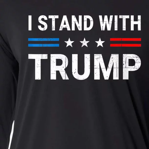 I Stand With Trump American Flag Cooling Performance Long Sleeve Crew