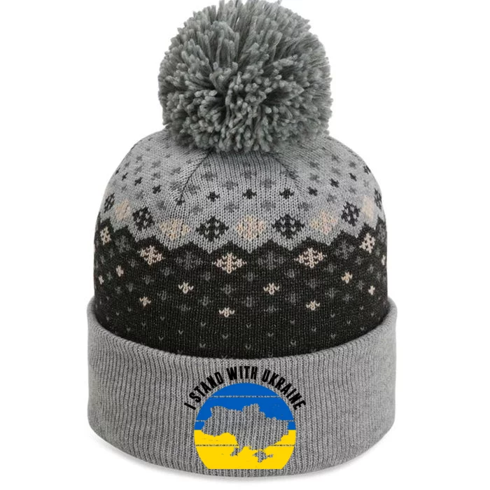 I Stand With Ukraine Ukrainian Map The Baniff Cuffed Pom Beanie