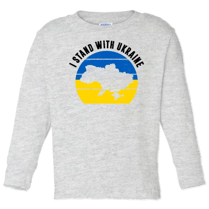 I Stand With Ukraine Ukrainian Map Toddler Long Sleeve Shirt