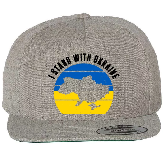 I Stand With Ukraine Ukrainian Map Wool Snapback Cap