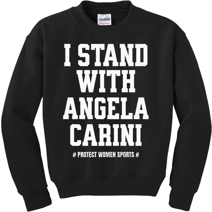 I Stand With Angela Carini Boxer Protect Female Boxing Premium Kids Sweatshirt