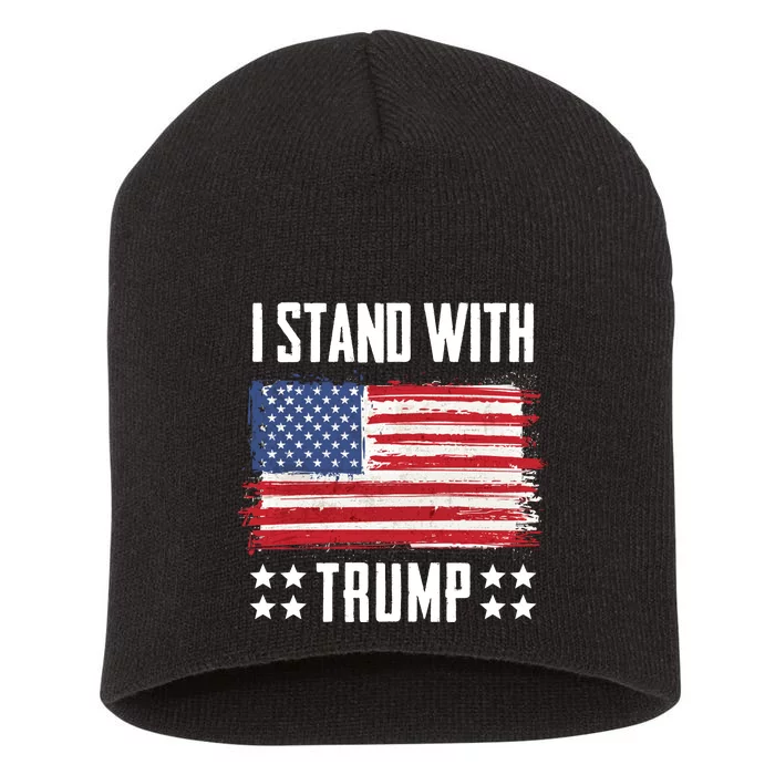 I Stand With Trump 2024 Short Acrylic Beanie