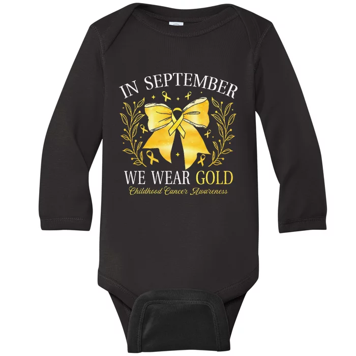 In September We Wear Gold Childhood Cancer Awareness Gift Baby Long Sleeve Bodysuit